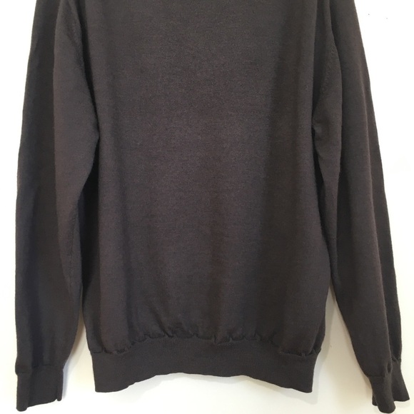 Pronto Uomo 100% extra fine merino wool brown pullover sweater - Picture 6 of 15